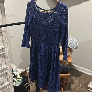Elegant Blue Lace Dress